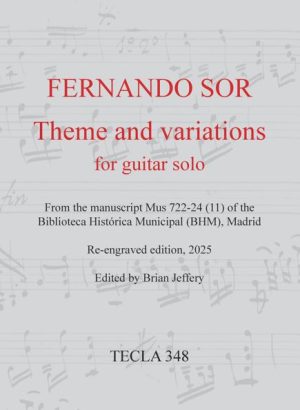 Fernando Sor: The "BHM" Theme and Variations (TECLA 0348) as a digital download (pdf)